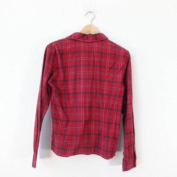 Boston Traders Shirt Womens Medium Red Cotton Plaid Top Windowpane Classiccore - Picture 8 of 9